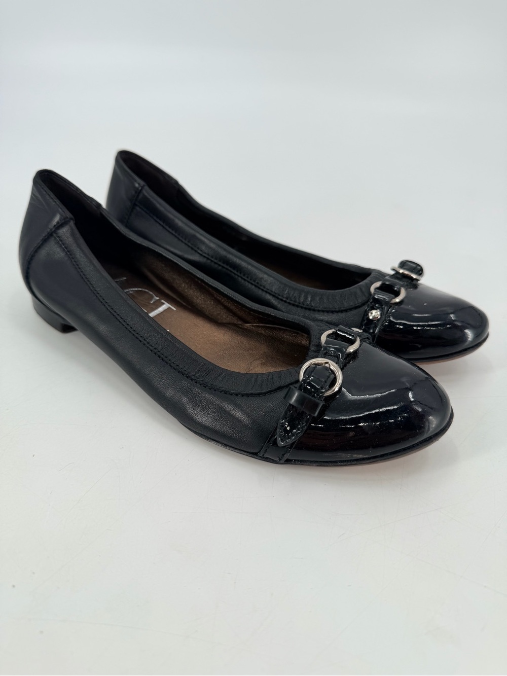 AGL Monika Black Cap Toe Ballet Flats 37.5